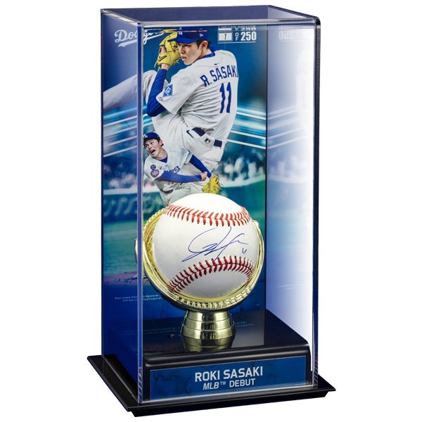 佐々木朗希 2025 MLB™デビュー記念 直筆サインボール 特製展示ケース