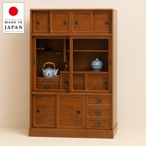 茶タンス 幅120cm 茶ダンス 和風 茶箪笥 木製 茶棚 無垢 サイドボード